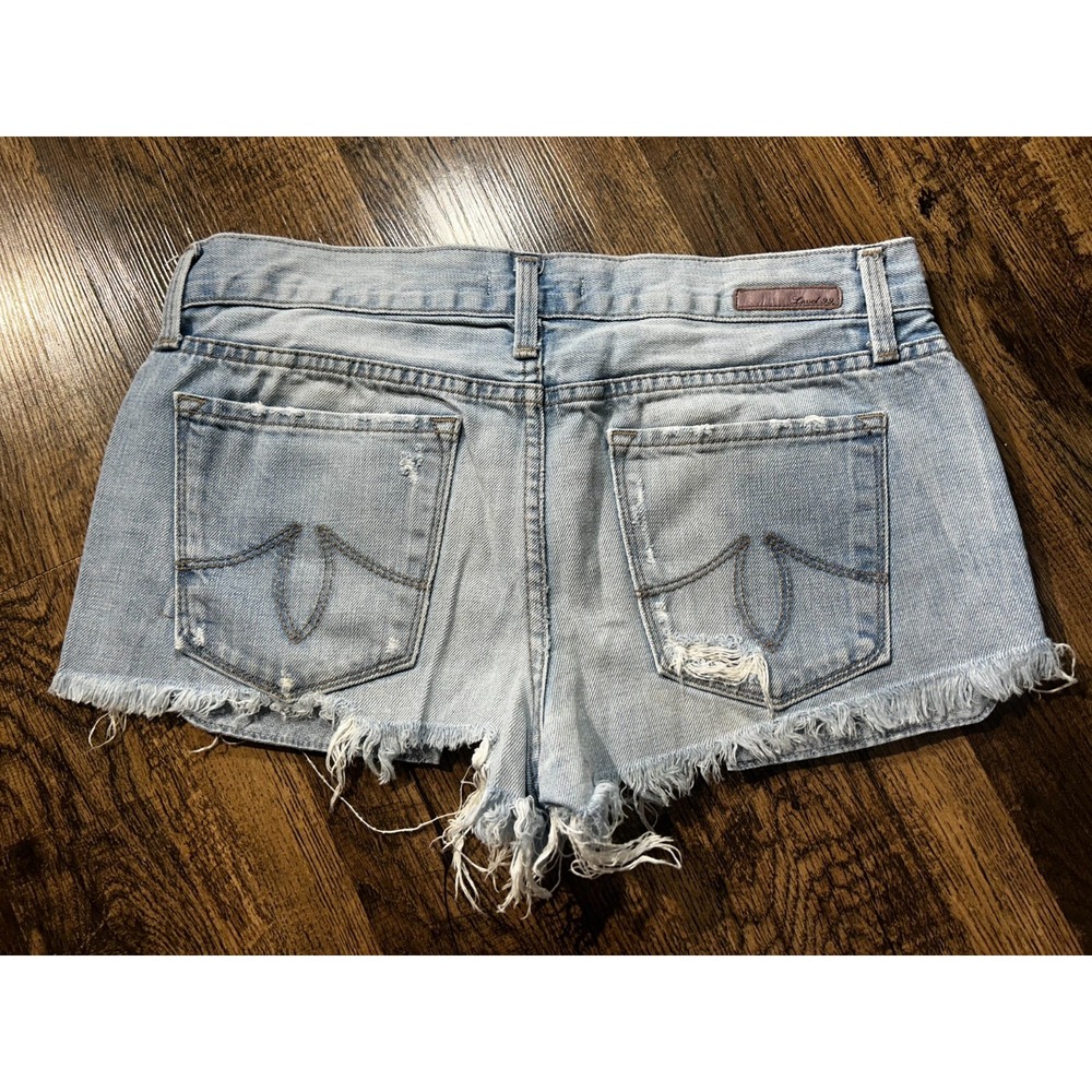 Level 99 Cut-off Jean Shorts Womens 27 Blue Denim Distressed Medium Wash Comfort - Picture 2 of 13
